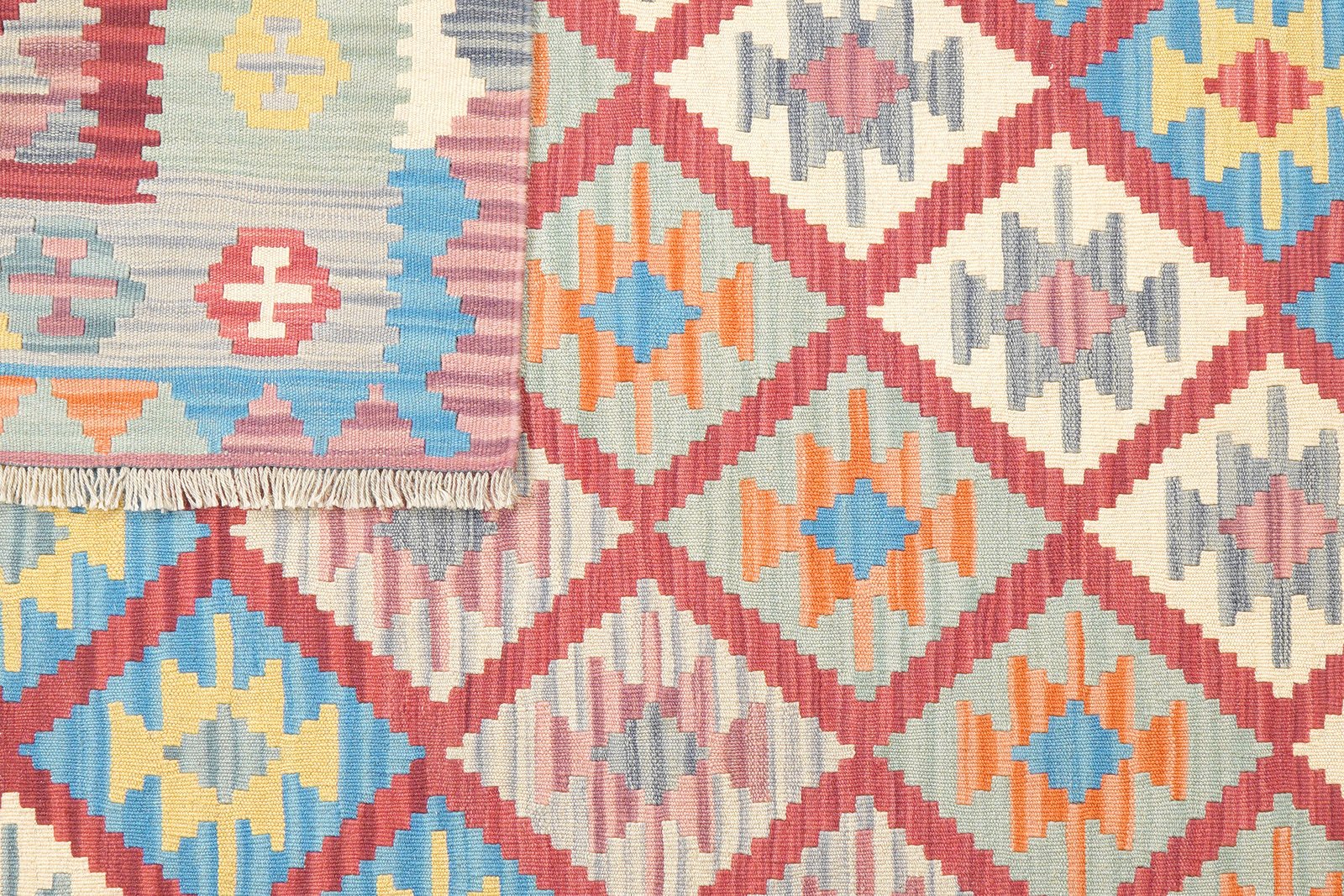 Kelim Gashgai — Handmade, 173x237 cm, Red, 100% Virgin Wool | View 6