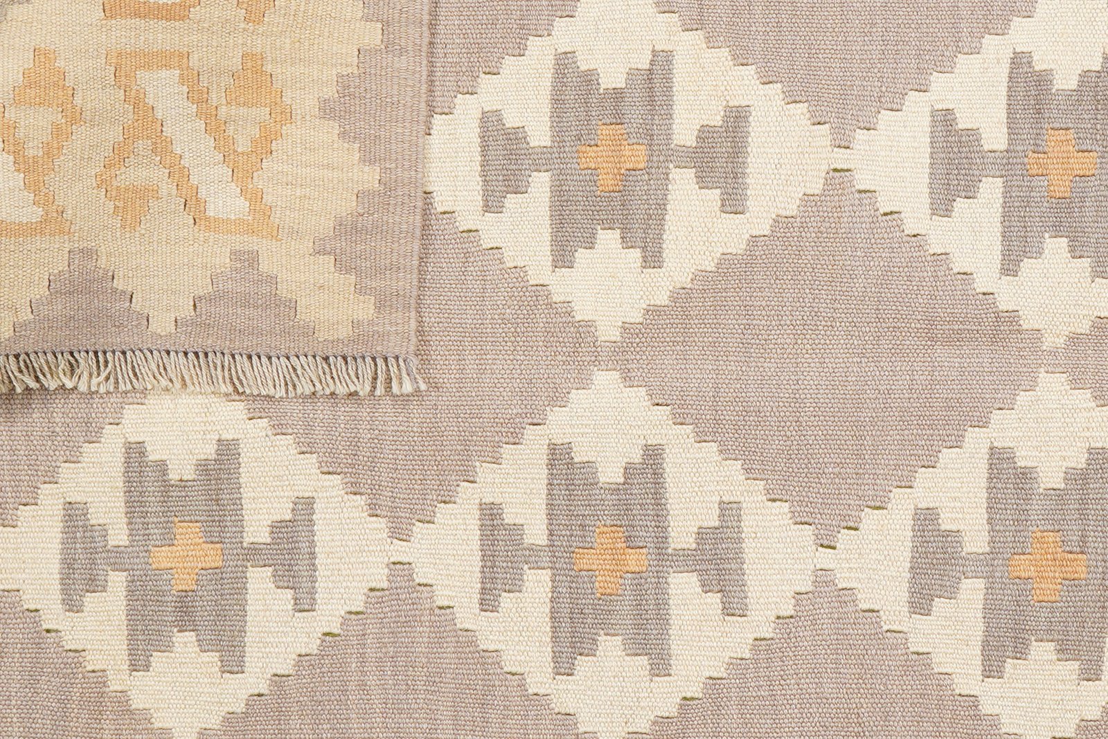 Kelim Gashgai — Handmade, 121x184 cm, Grey, 100% Virgin Wool | View 6