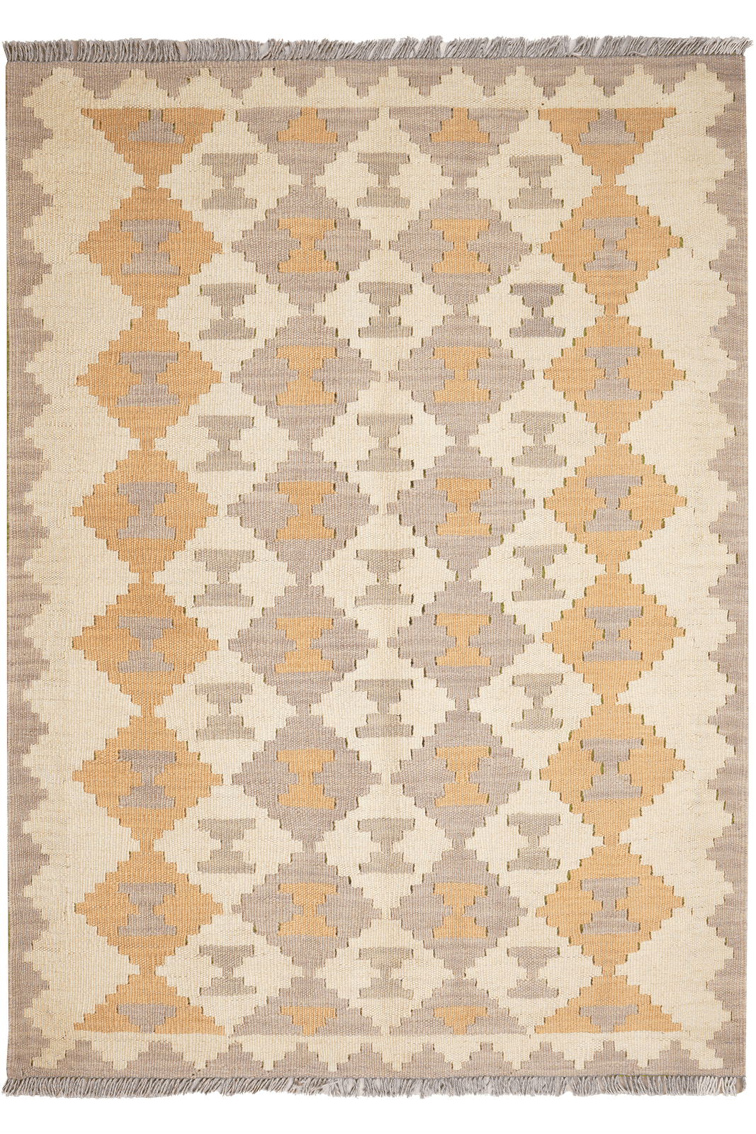 Kelim Gashgai — Handmade, 120x165 cm, Beige, 100% Virgin Wool | Main view