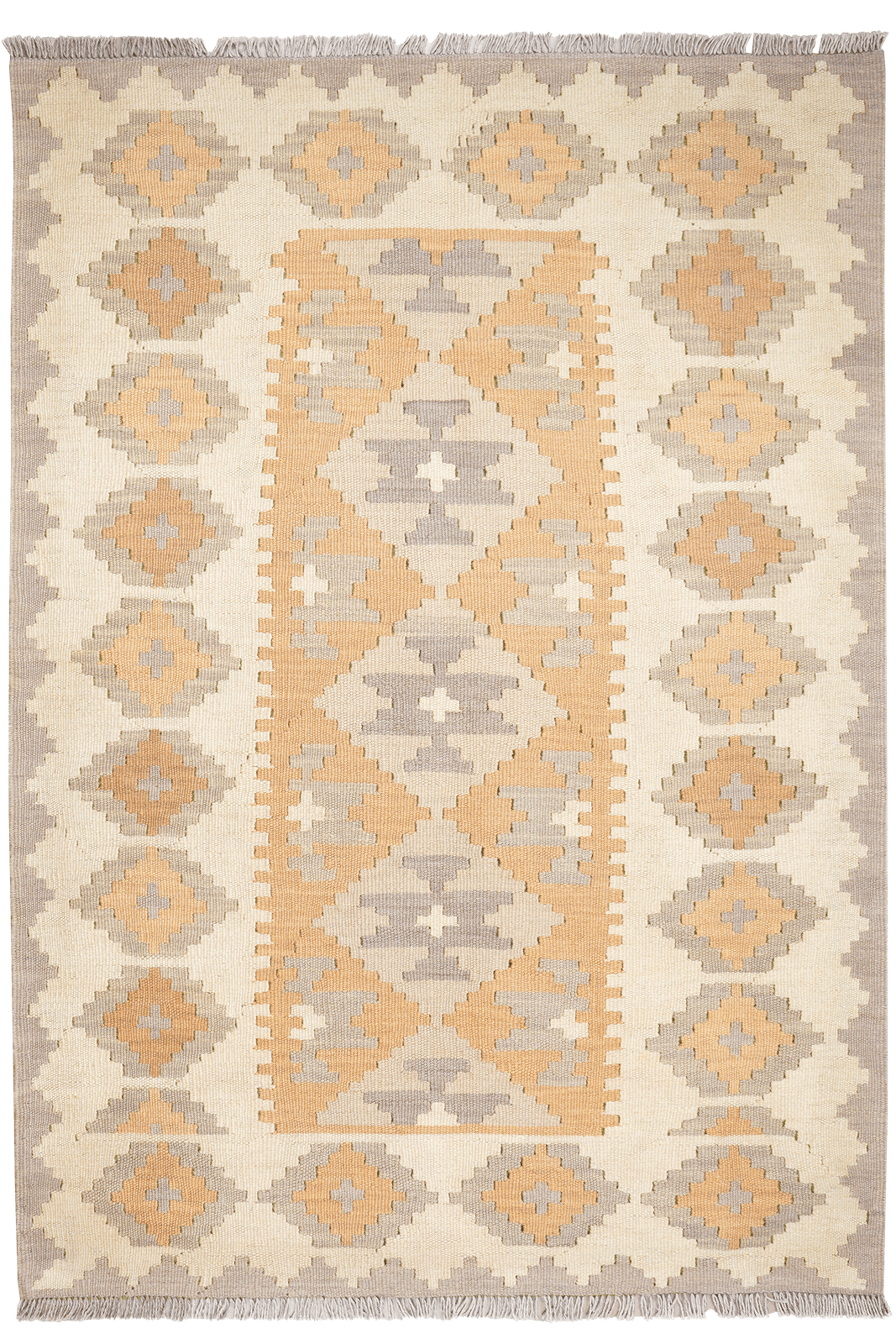 Kelim Gashgai — Handmade, 122x174 cm, Yellow, 100% Virgin Wool | Main view