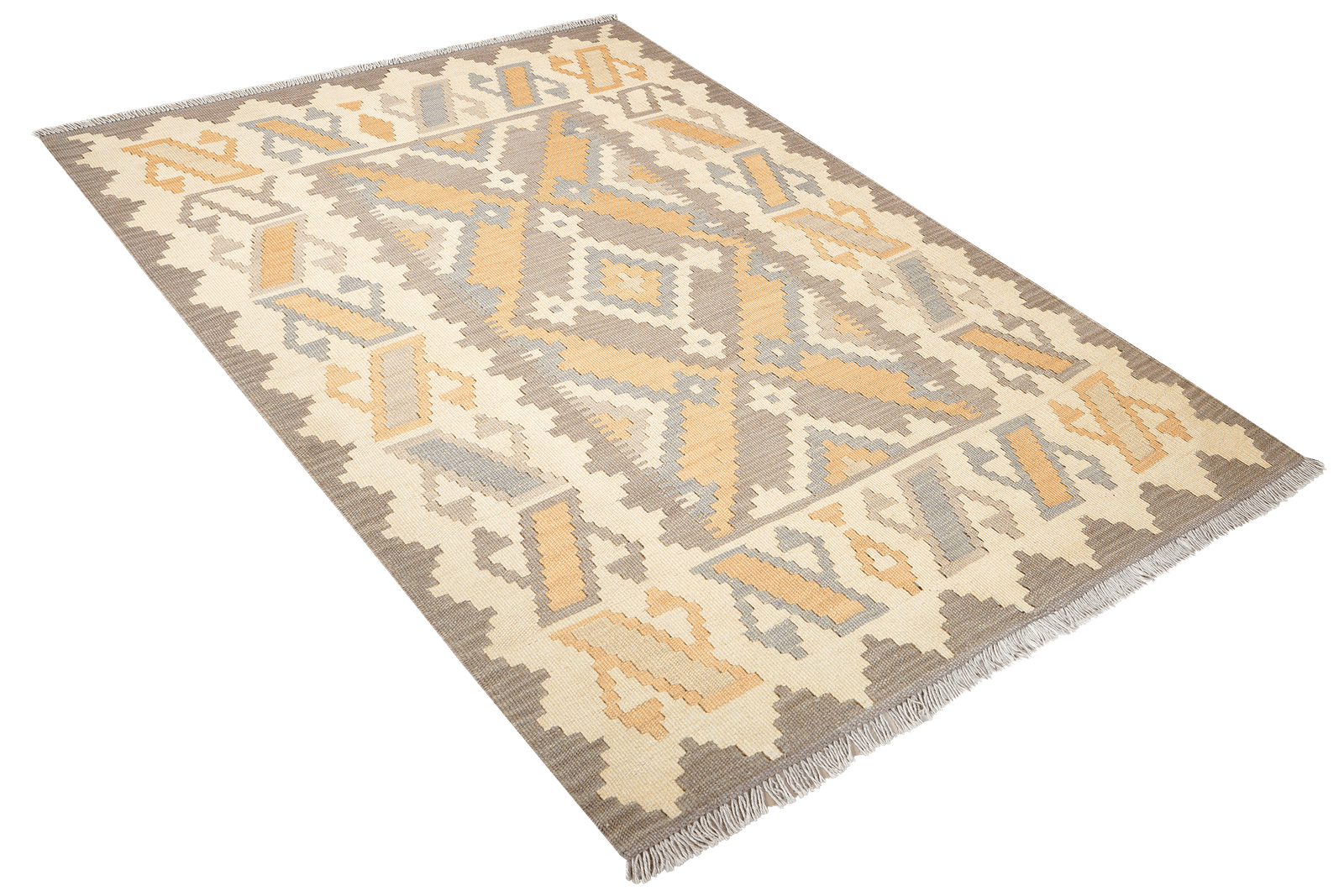 Kelim Gashgai — Handmade, 125x170 cm, Grey, 100% Virgin Wool | View 4