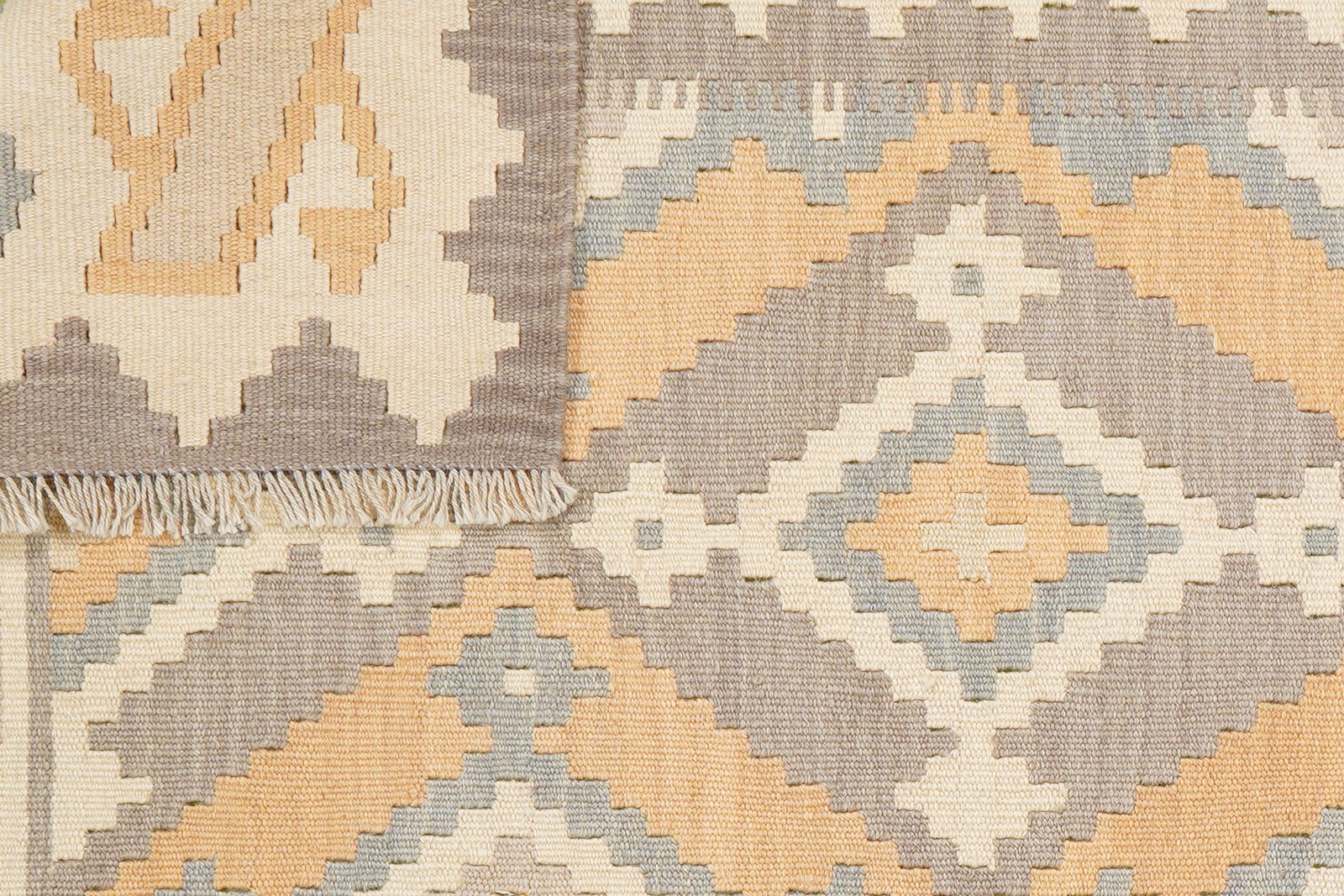 Kelim Gashgai — Handmade, 125x170 cm, Grey, 100% Virgin Wool | View 6