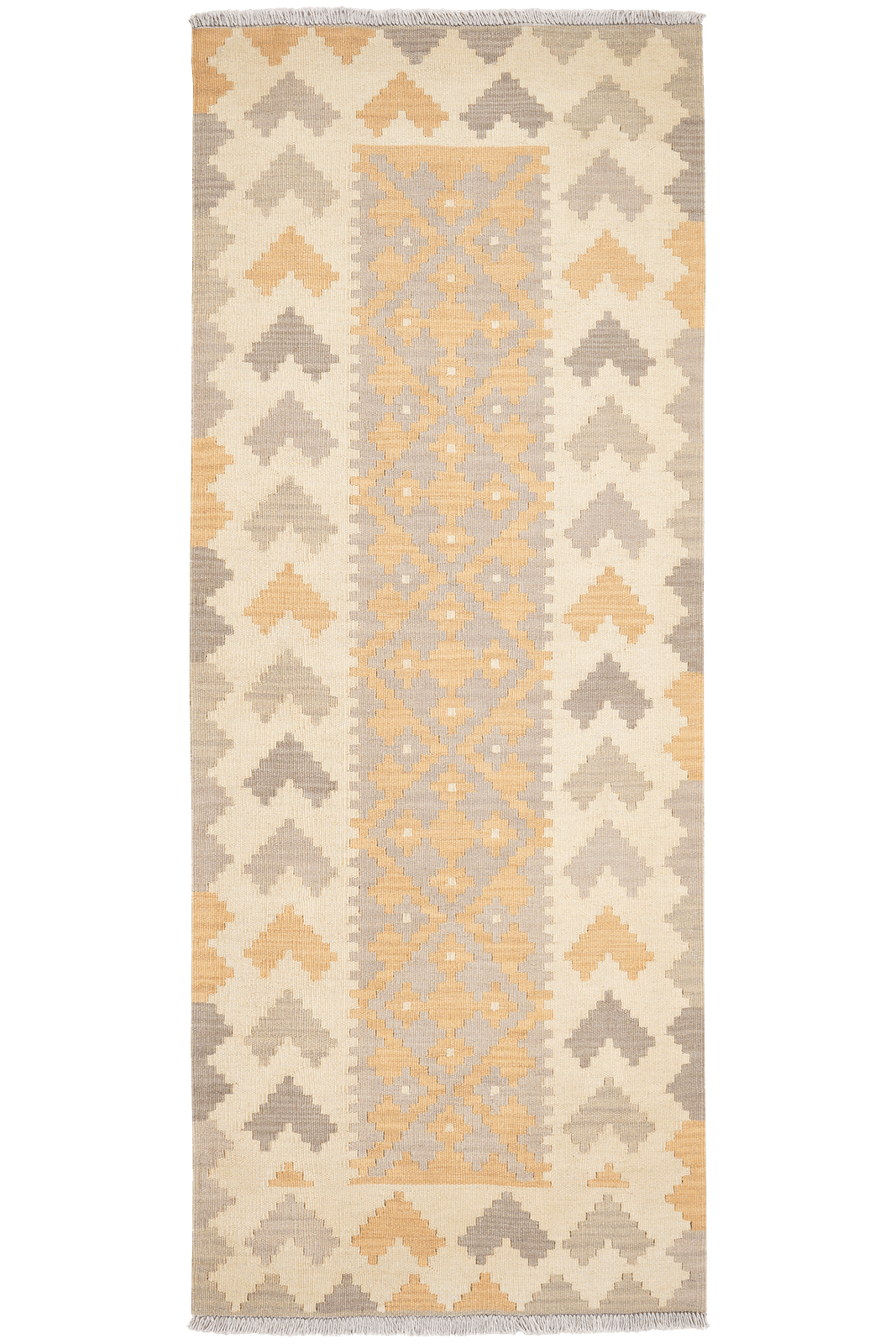 Kelim Gashgai — Handmade, 80x208 cm, Grey, 100% Virgin Wool | Main view