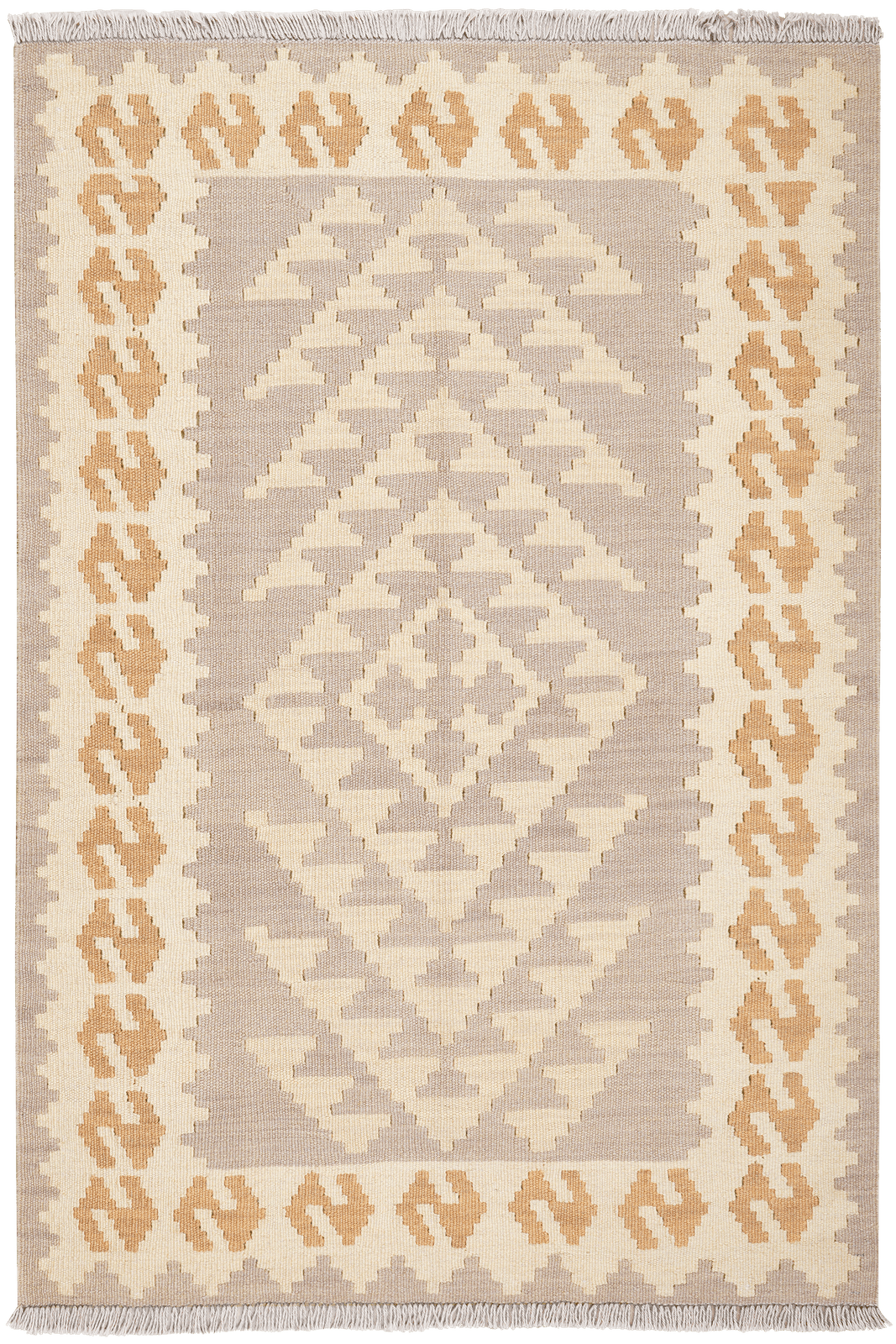 Kelim Gashgai — Handmade, 101x147 cm, Grey, 100% Virgin Wool | Main view