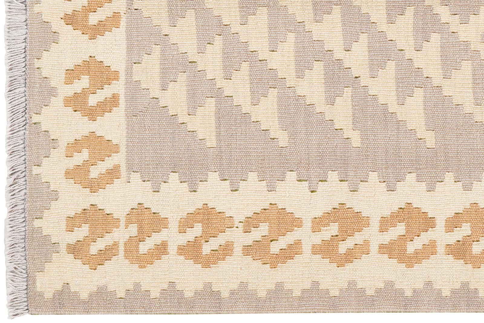 Kelim Gashgai — Handmade, 101x147 cm, Grey, 100% Virgin Wool | View 3
