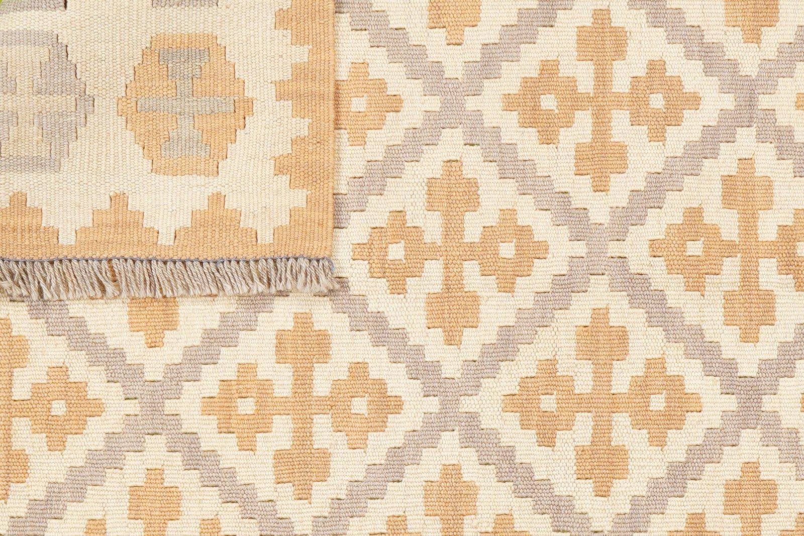 Kelim Gashgai — Handmade, 105x147 cm, Grey, 100% Virgin Wool | View 6