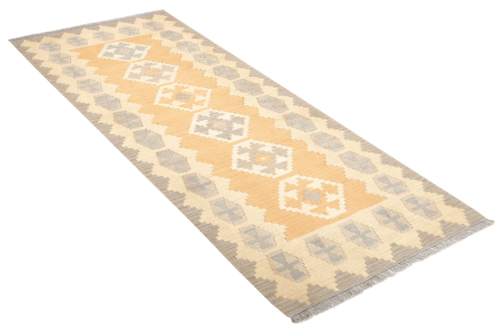Kelim Gashgai — Handmade, 84x193 cm, Grey, 100% Virgin Wool | View 4