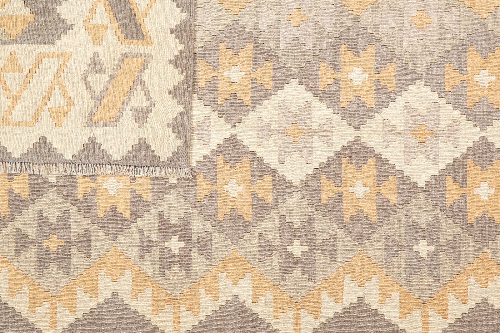 Kelim Gashgai — Handmade, 201x285 cm, Beige, 100% Virgin Wool | View 6