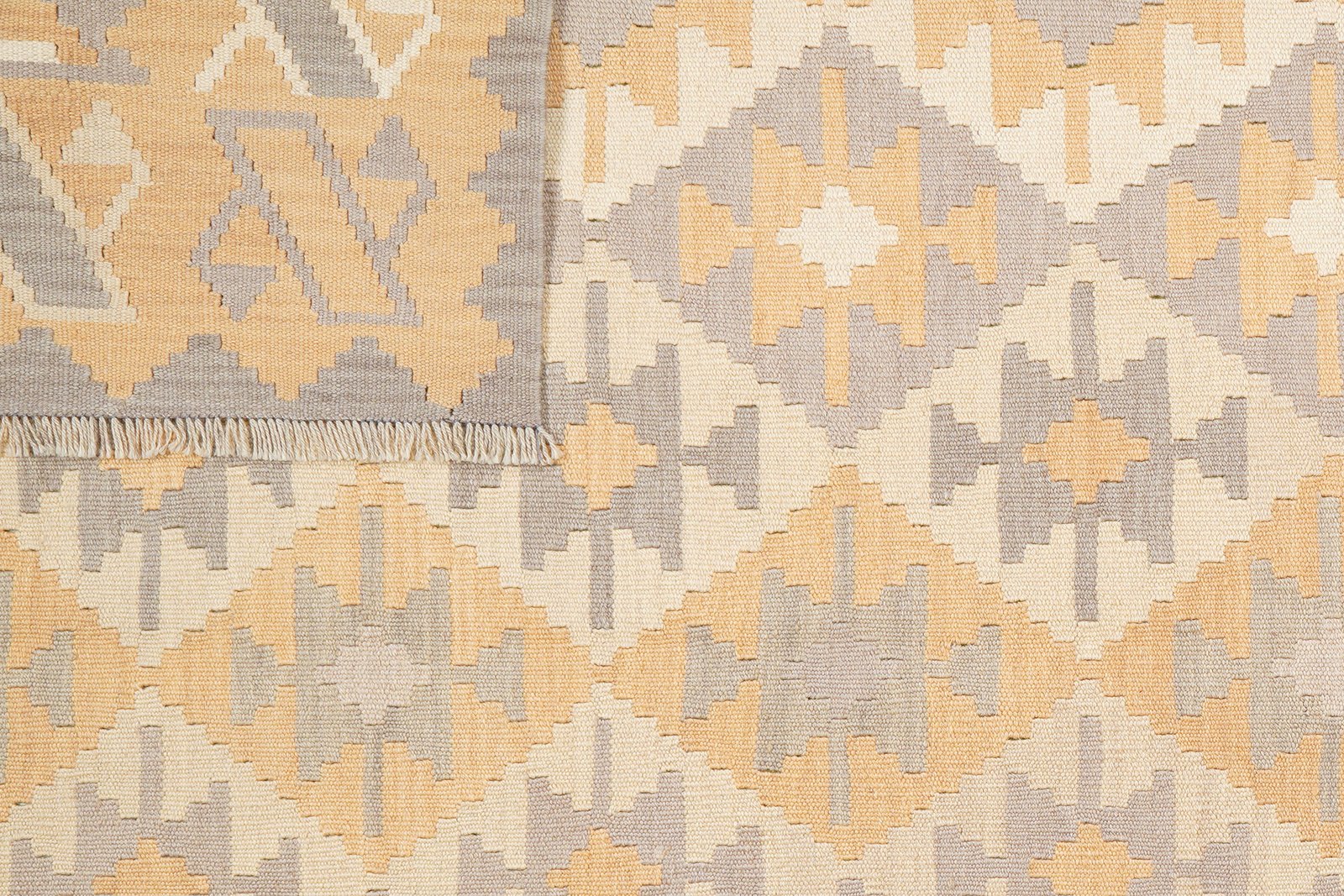 Kelim Gashgai — Handmade, 197x294 cm, Beige, 100% Virgin Wool | View 6