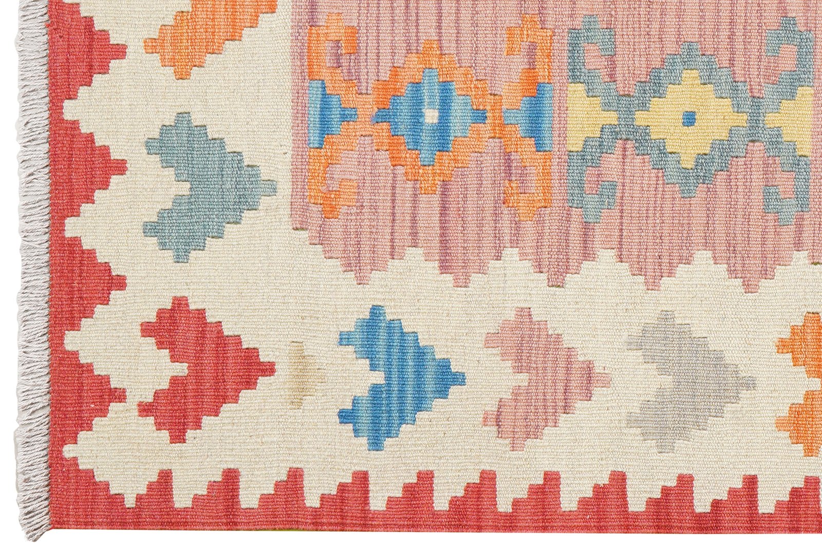 Kelim Gashgai — Handmade, 101x146 cm, Pink, 100% Virgin Wool | View 3