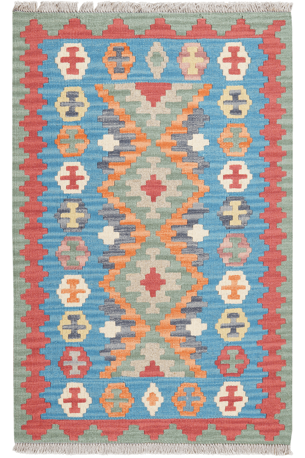 Kelim Gashgai — Handmade, 78x121 cm, Blue, 100% Virgin Wool | Main view