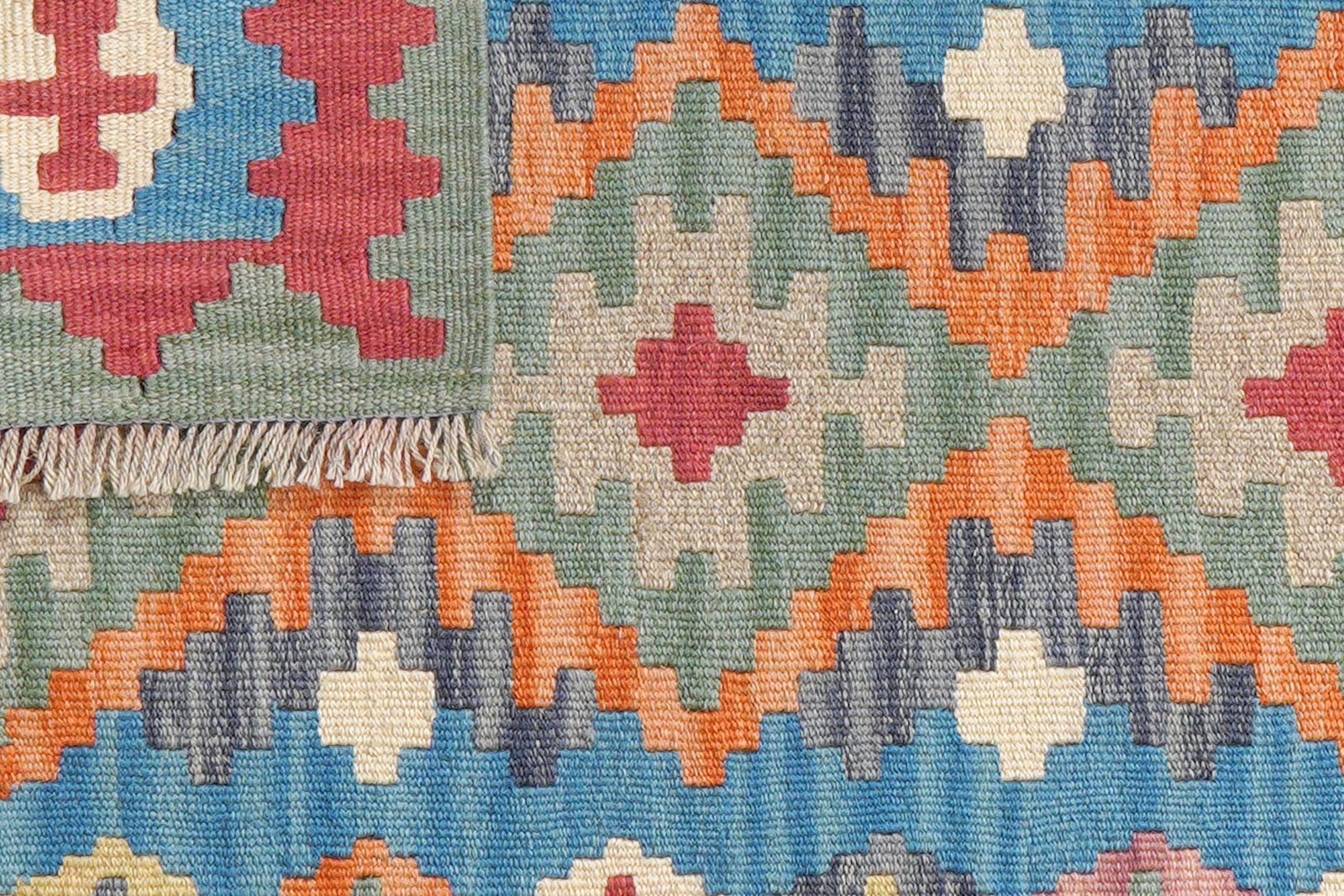 Kelim Gashgai — Handmade, 78x121 cm, Blue, 100% Virgin Wool | View 6