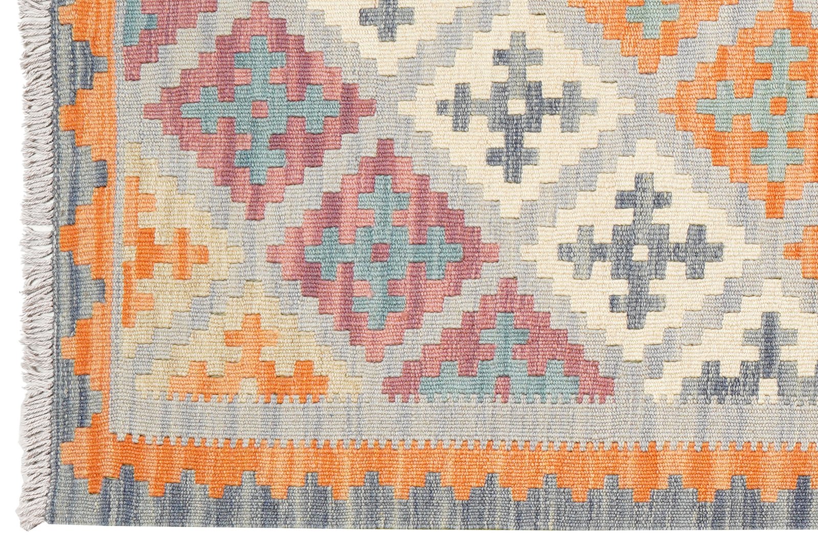 Kelim Gashgai — Handmade, 85x190 cm, Grey, 100% Virgin Wool | View 3
