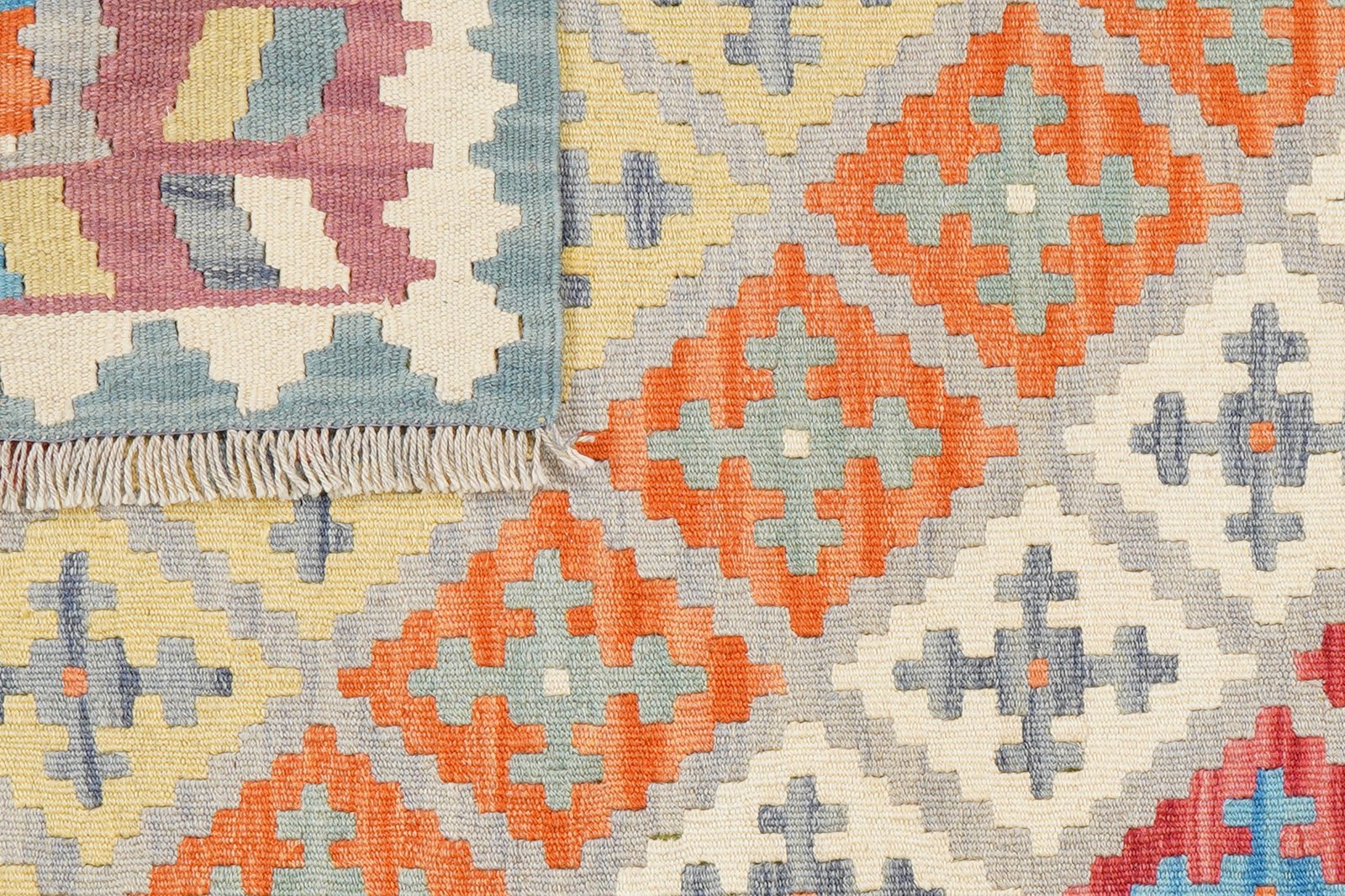Kelim Gashgai — Handmade, 105x153 cm, Grey, 100% Virgin Wool | View 6