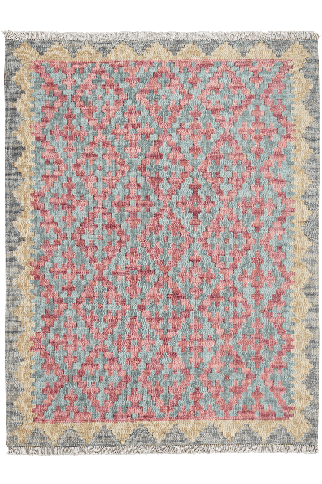 Kelim Gashgai — Handmade, 109x142 cm, Green, 100% Virgin Wool | Main view
