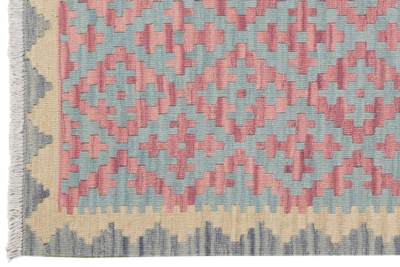 Kelim Gashgai — Handmade, 109x142 cm, Green, 100% Virgin Wool | View 3