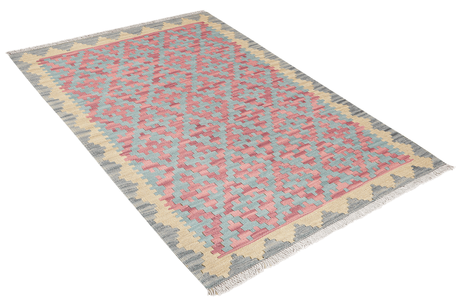 Kelim Gashgai — Handmade, 109x142 cm, Green, 100% Virgin Wool | View 4