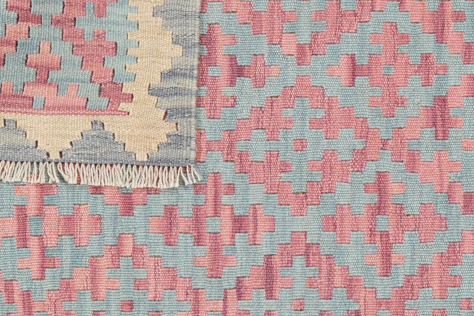 Kelim Gashgai — Handmade, 109x142 cm, Green, 100% Virgin Wool | View 6
