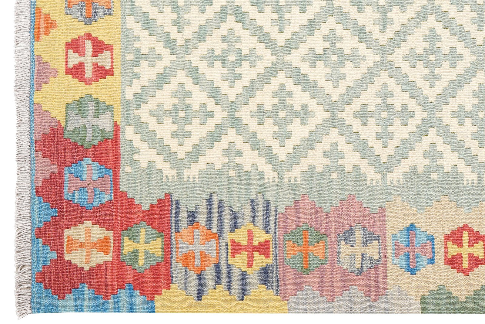 Kelim Gashgai — Handmade, 125x182 cm, Beige, 100% Virgin Wool | View 3
