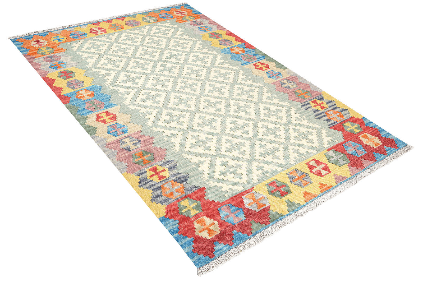 Kelim Gashgai — Handmade, 125x182 cm, Beige, 100% Virgin Wool | View 4