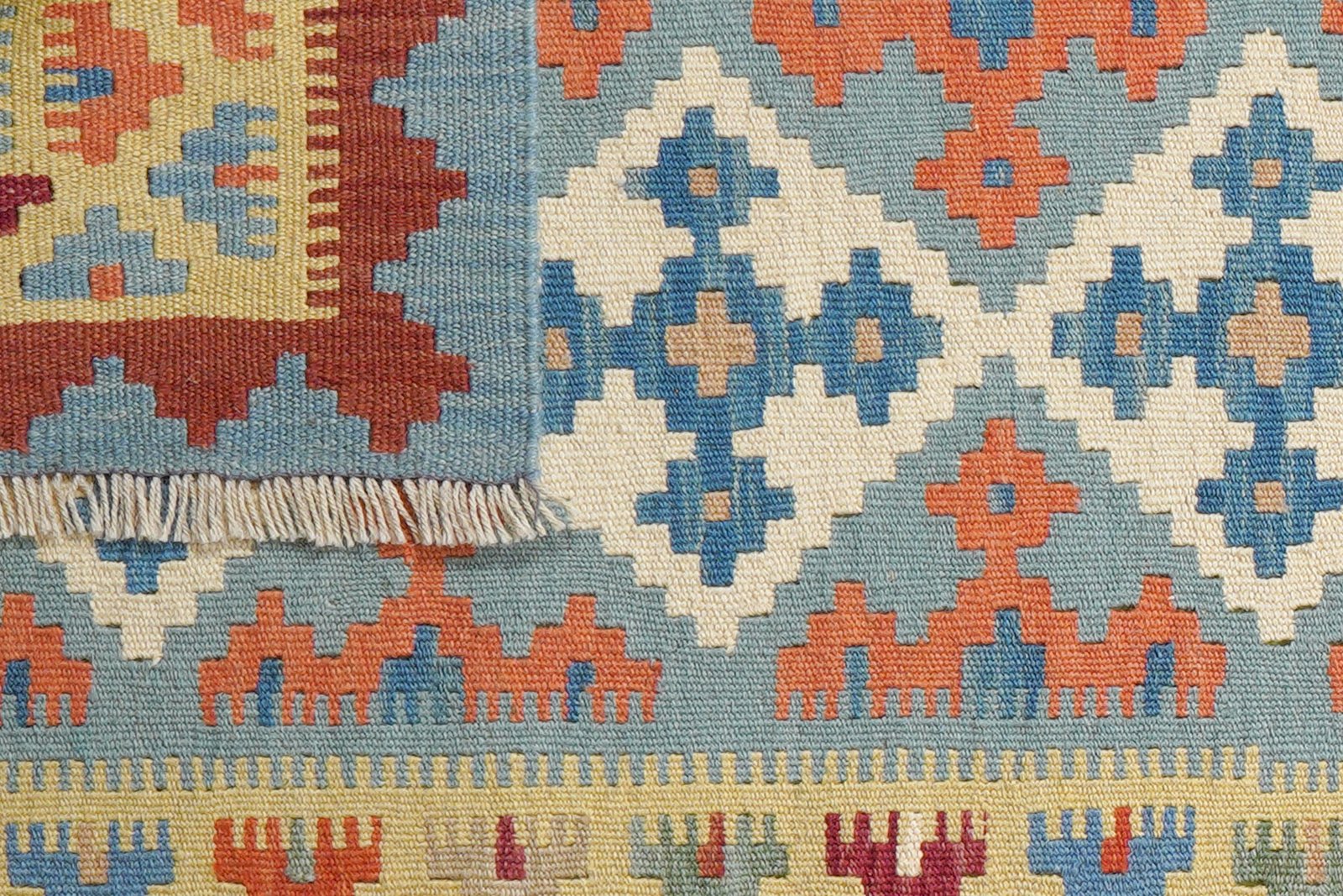 Kelim Gashgai — Handmade, 81x196 cm, Blue, 100% Virgin Wool | View 6
