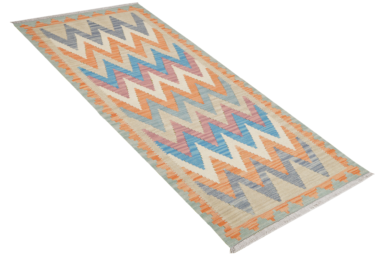 Kelim Gashgai — Handgefertigt, 190x83 cm, Orange, 100% Virgin Wool | View 5