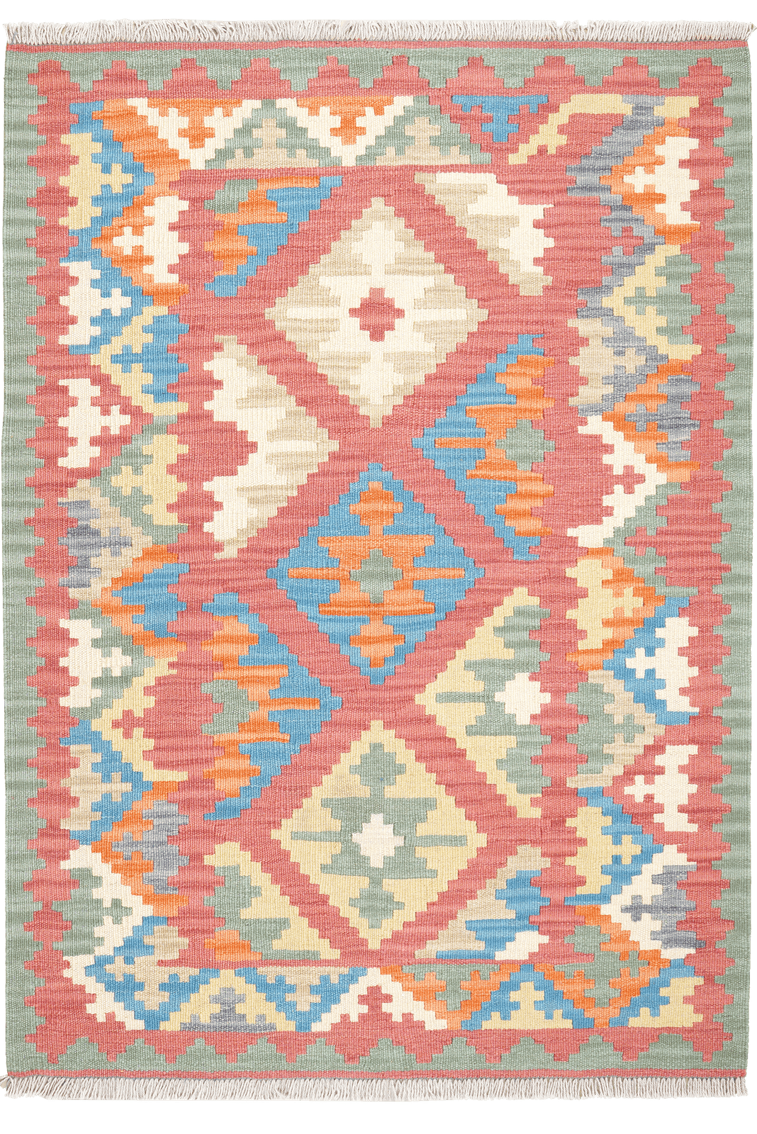 Kelim Gashgai — Handmade, 105x147 cm, Red, 100% Virgin Wool | Main view