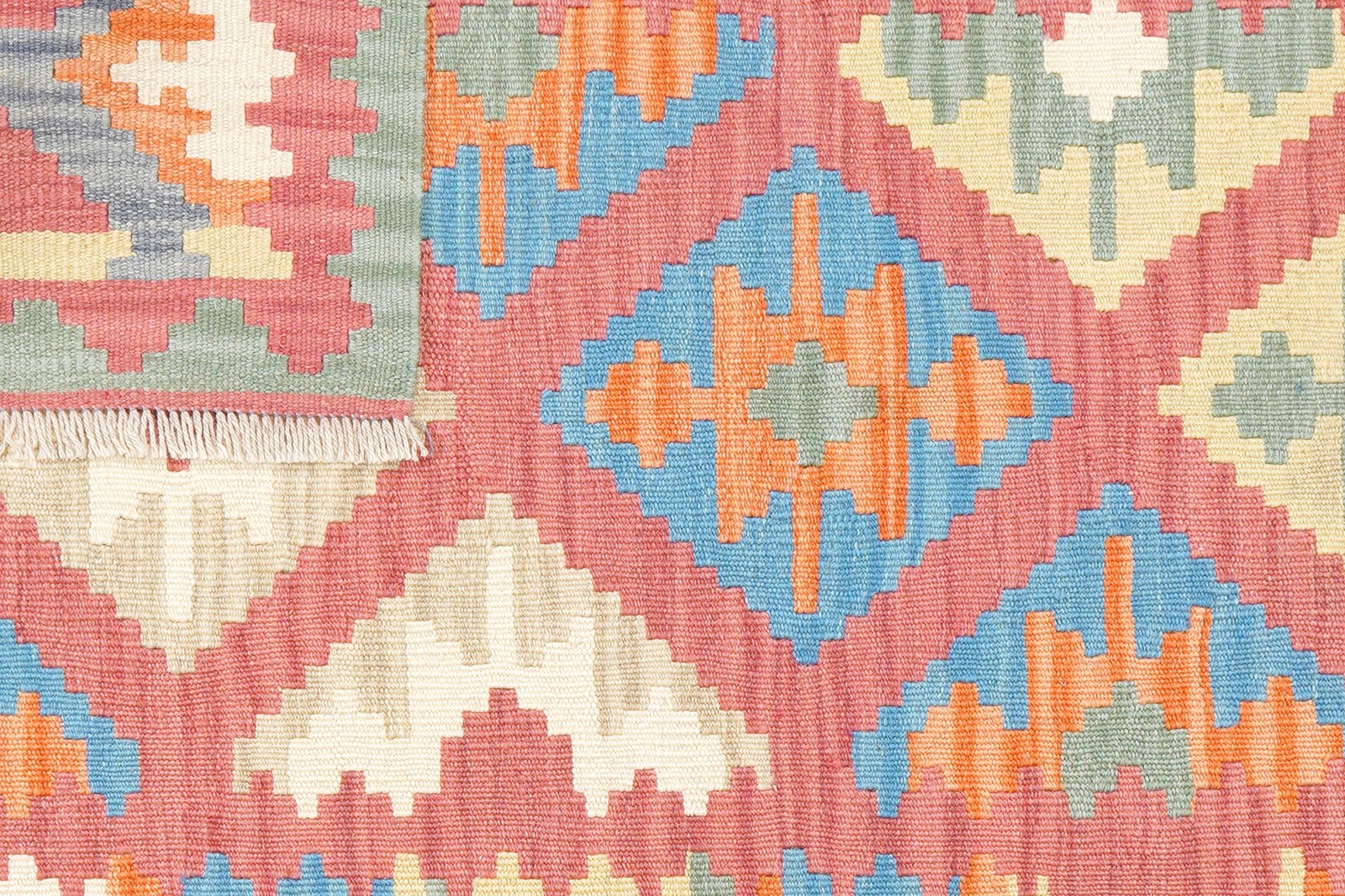 Kelim Gashgai — Handmade, 105x147 cm, Red, 100% Virgin Wool | View 6