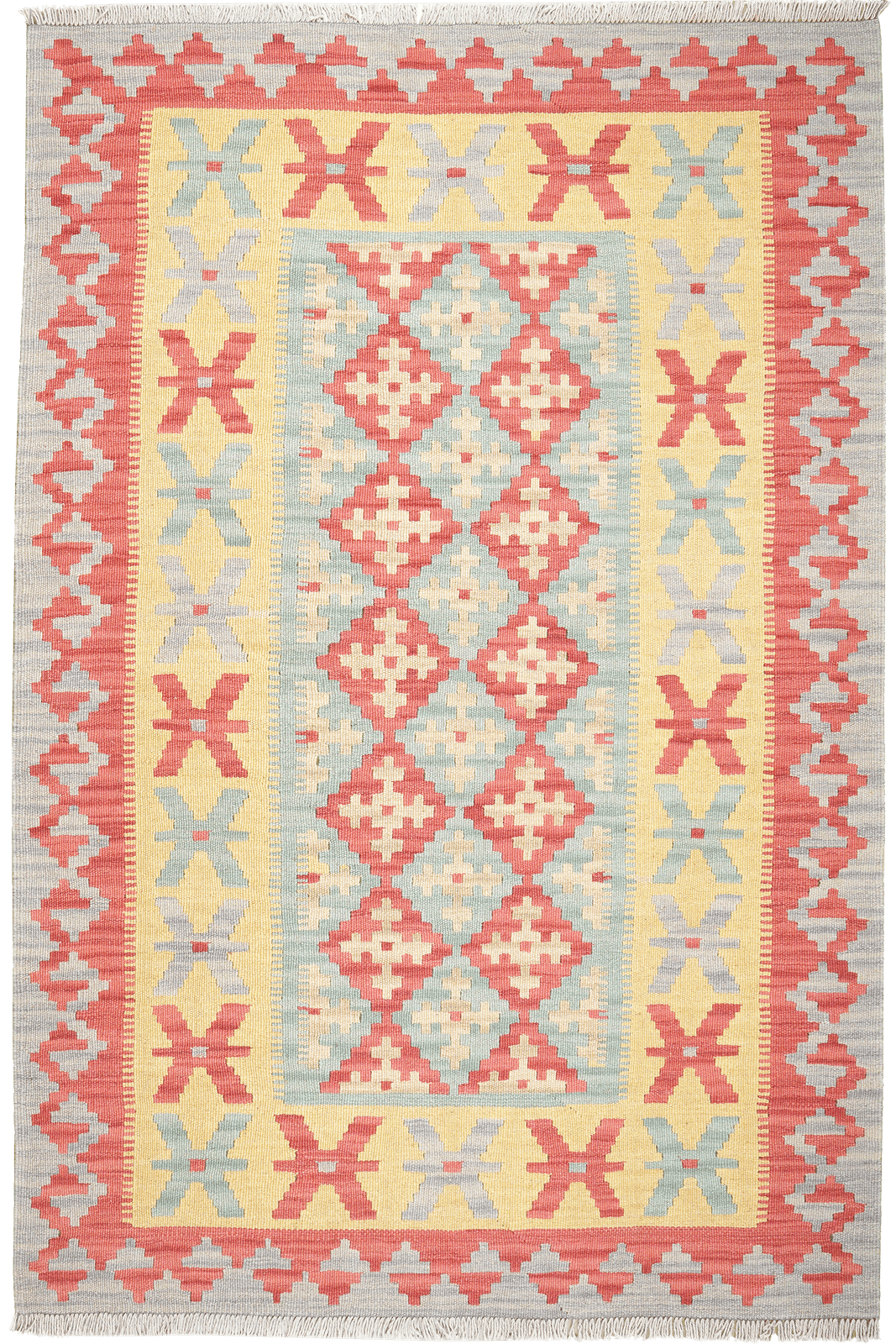 Kelim Gashgai — Handmade, 121x184 cm, Green, 100% Virgin Wool | Main view