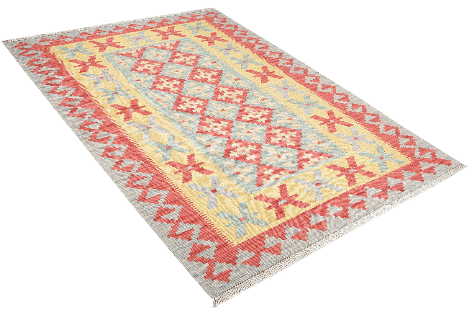 Kelim Gashgai — Handmade, 121x184 cm, Green, 100% Virgin Wool | View 4