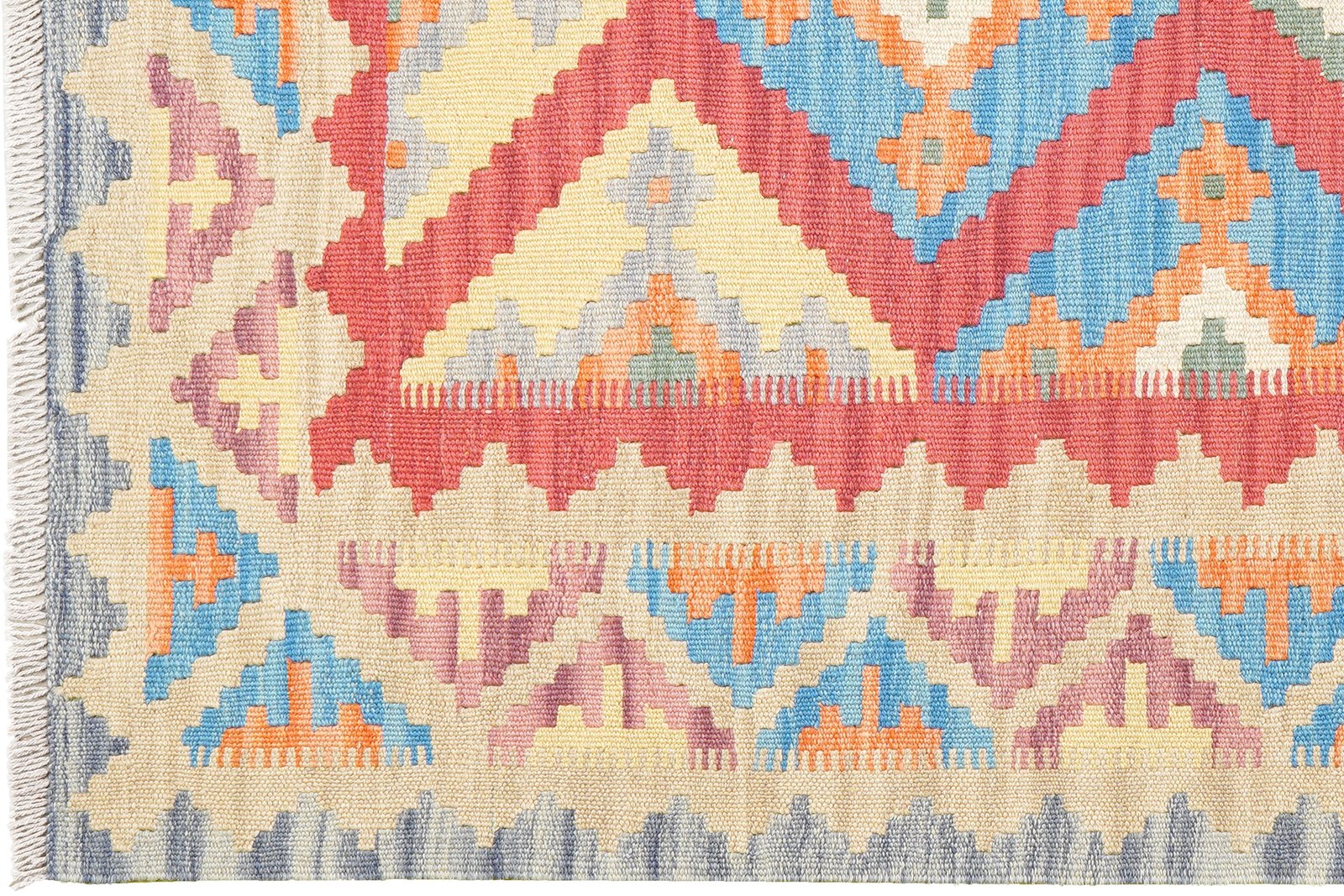 Kelim Gashgai — Handmade, 123x171 cm, Red, 100% Virgin Wool | View 3