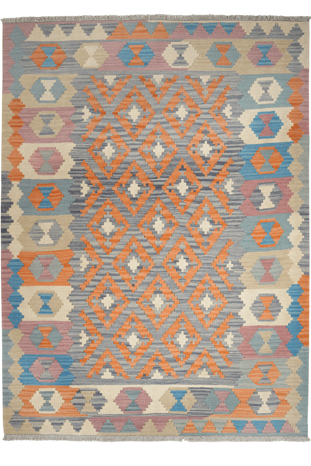 Kelim Gashgai — Handmade, 171x241 cm, Blue, 100% Virgin Wool | Main view