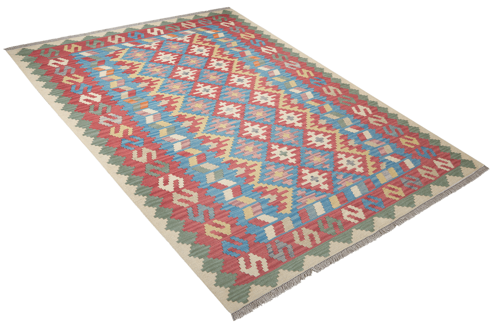 Kelim Gashgai — Handmade, 167x234 cm, Blue, 100% Virgin Wool | View 4
