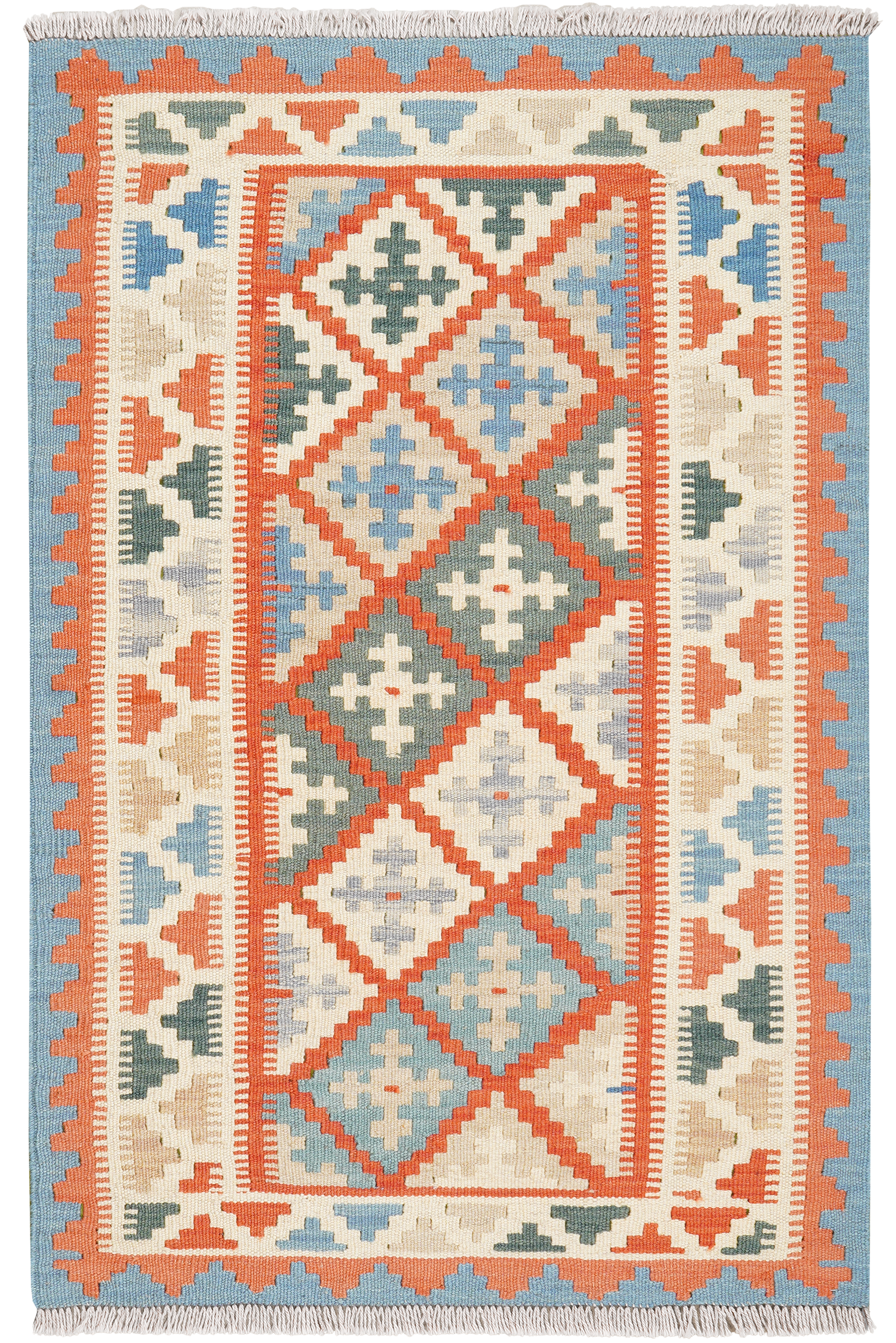 Kelim Gashgai — Handgefertigt, 124x82 cm, Beige, 100% Virgin Wool | Main view