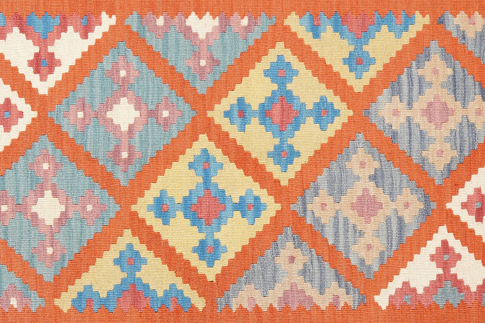 Kelim Gashgai — Handmade, 129x179 cm, Orange, 100% Virgin Wool | View 5
