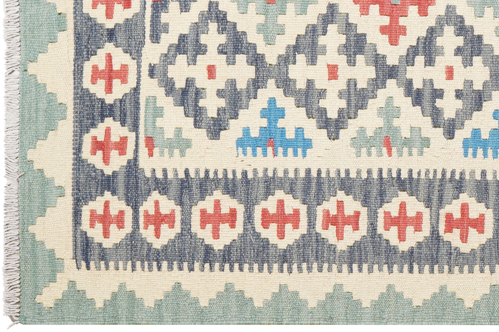 Kelim Gashgai — Handgefertigt, 174x117 cm, Blau, 100% Virgin Wool | View 4