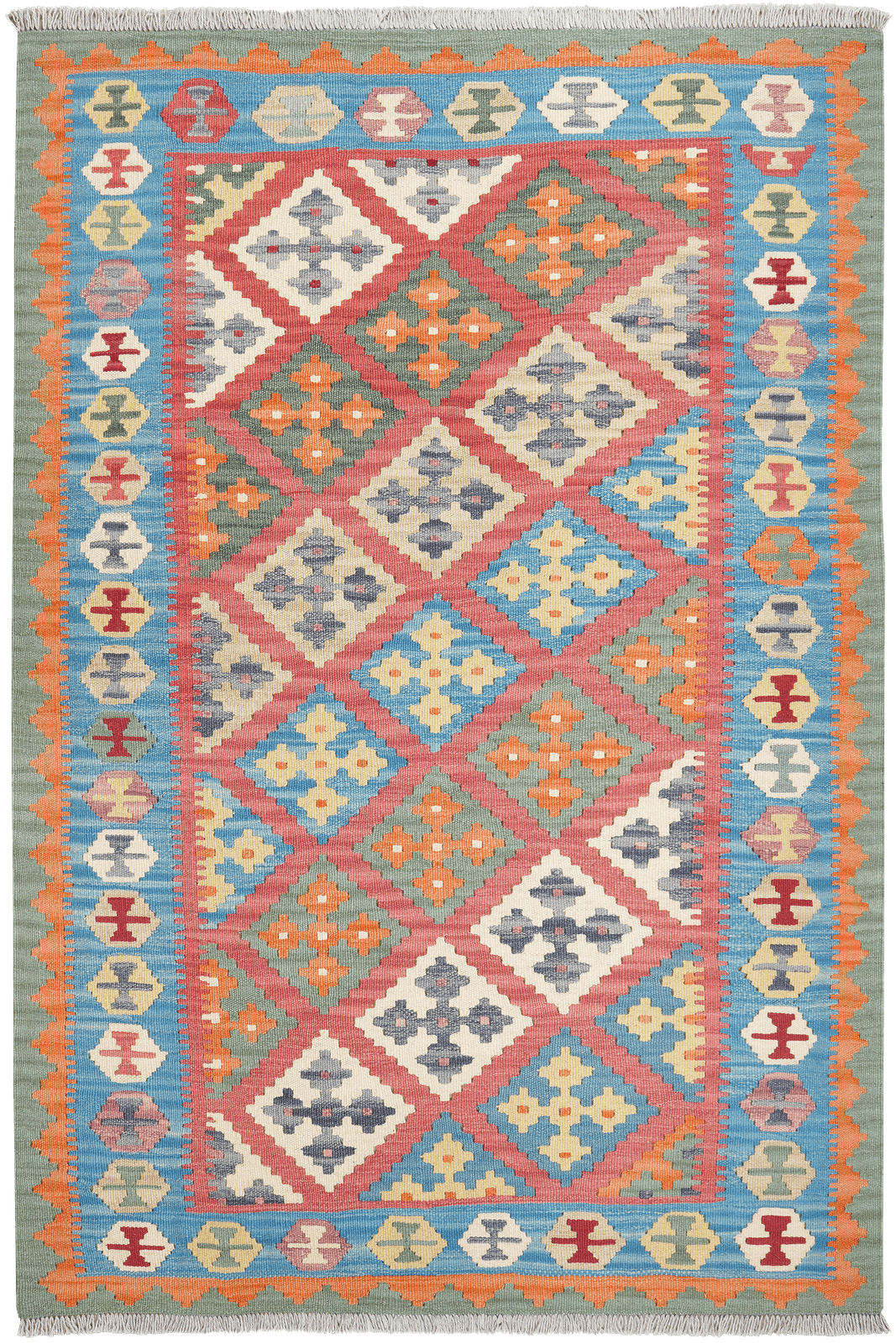 Kelim Gashgai — Handmade, 129x191 cm, Red, 100% Virgin Wool | Main view