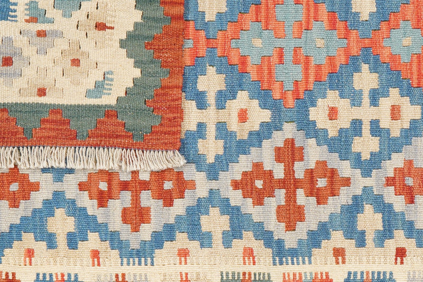 Kelim Gashgai — Handmade, 109x152 cm, Blue, 100% Virgin Wool | View 6