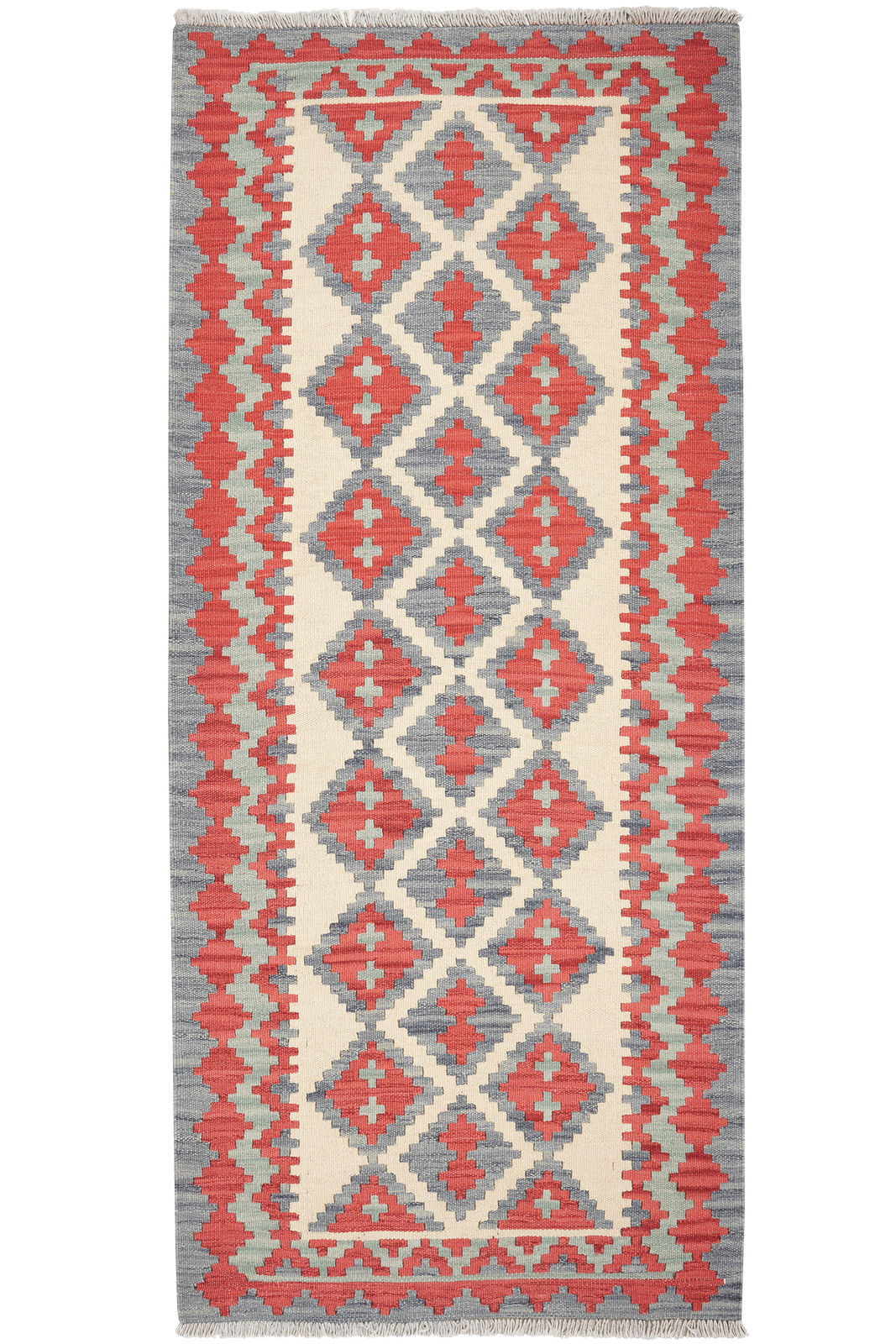 Kelim Gashgai — Handmade, 87x204 cm, Beige, 100% Virgin Wool | Main view