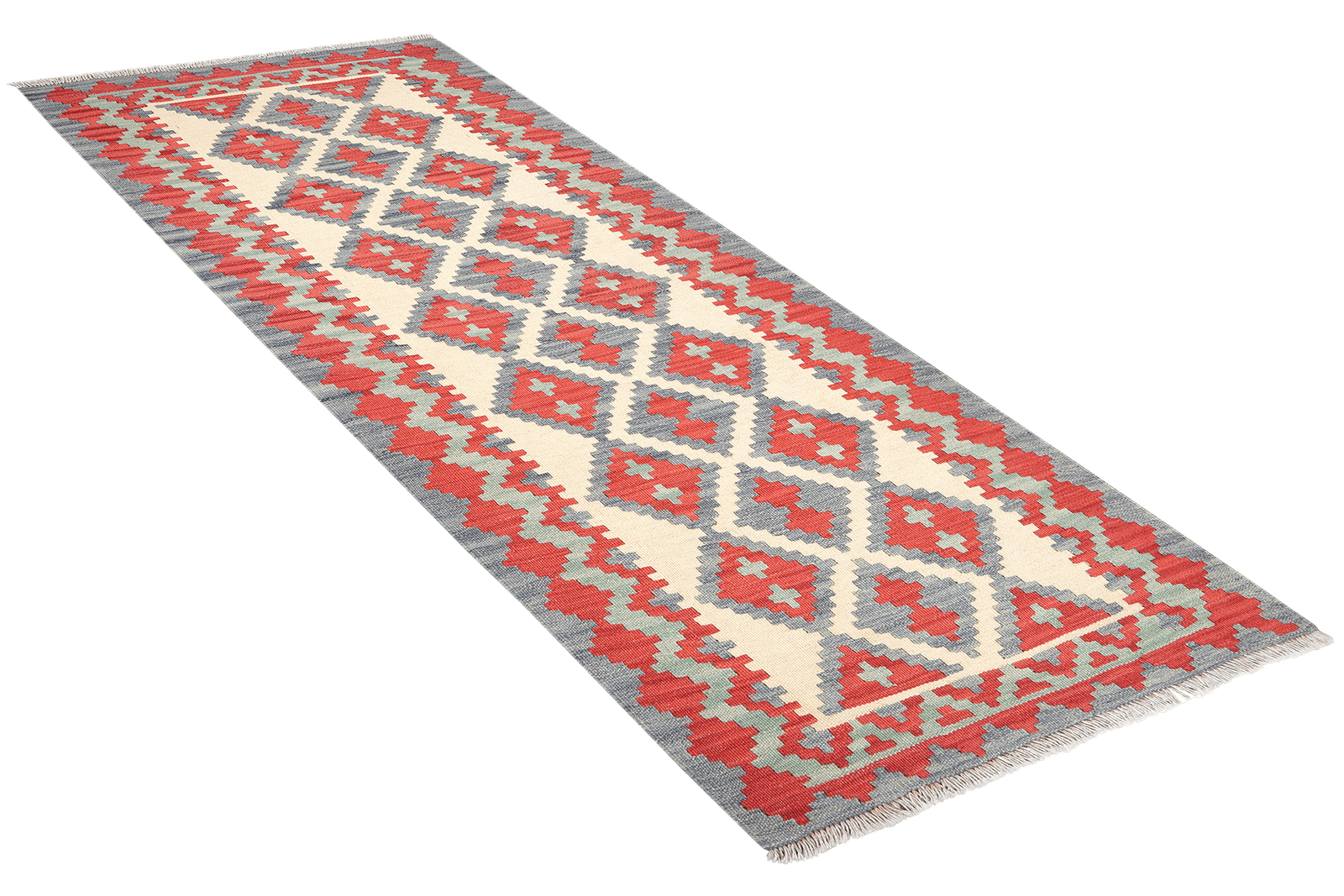 Kelim Gashgai — Handmade, 87x204 cm, Beige, 100% Virgin Wool | View 4