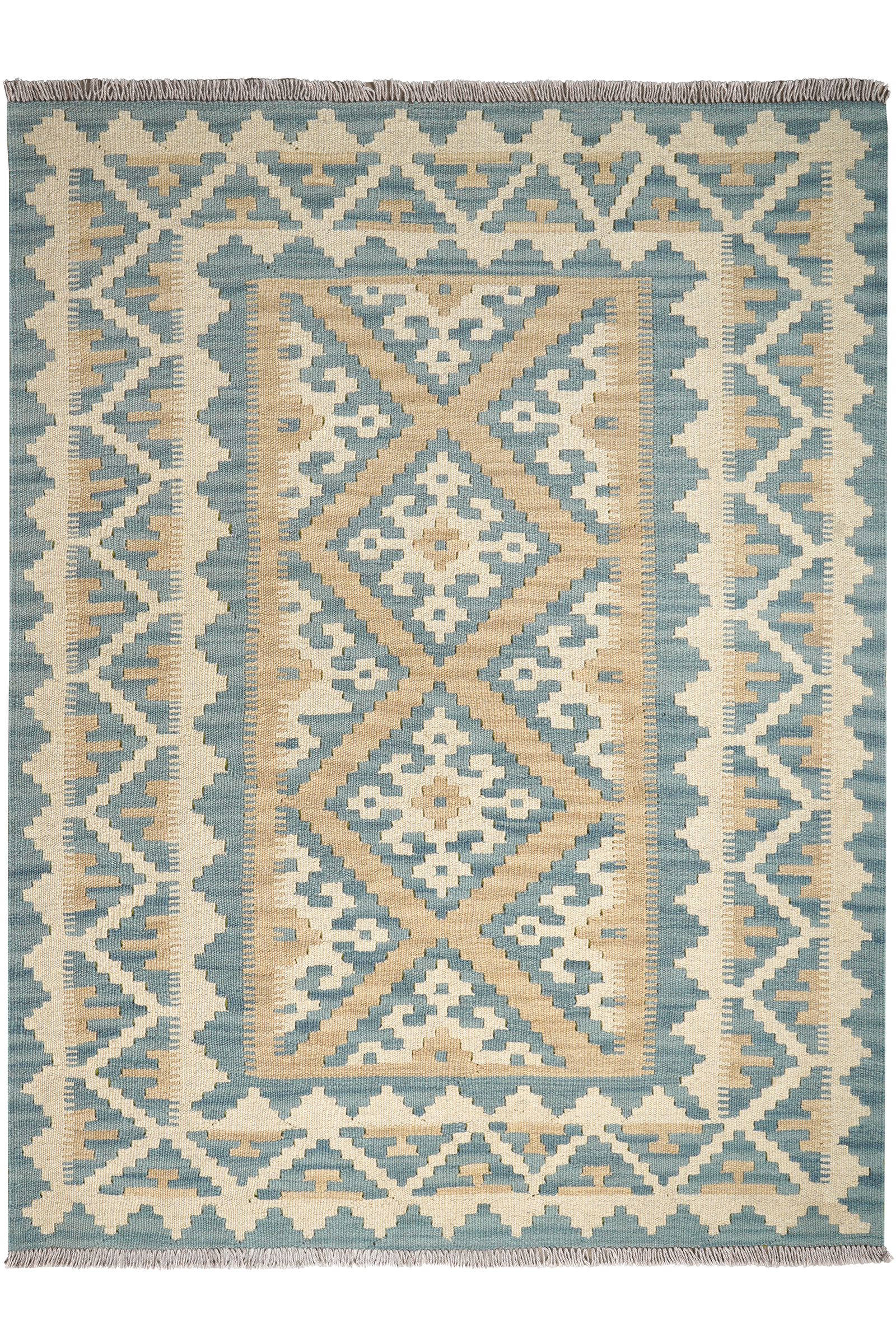 Kelim Gashgai — Handgefertigt, 166x127 cm, Beige, 100% Virgin Wool | Main view