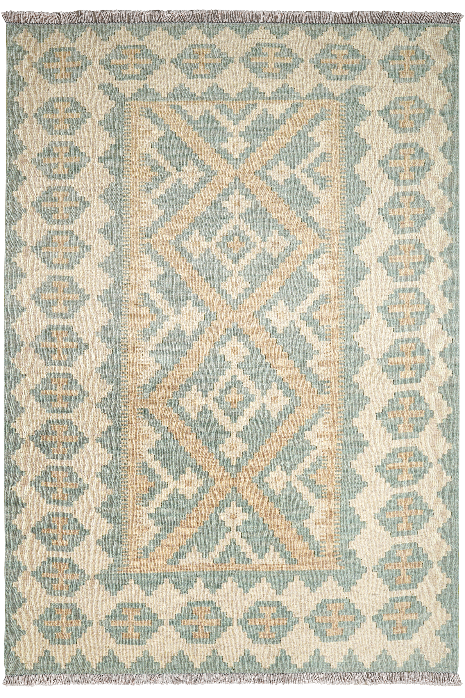 Kelim Gashgai — Handgefertigt, 176x122 cm, Beige, 100% Virgin Wool | Main view