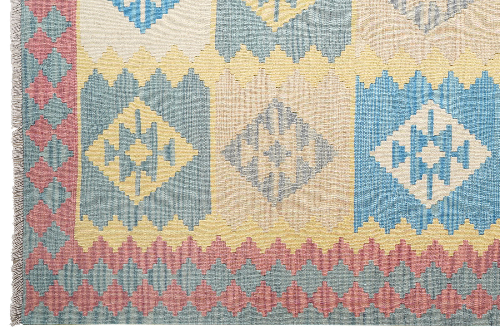 Kelim Gashgai — Handgefertigt, 243x198 cm, Blau, 100% Virgin Wool | View 4