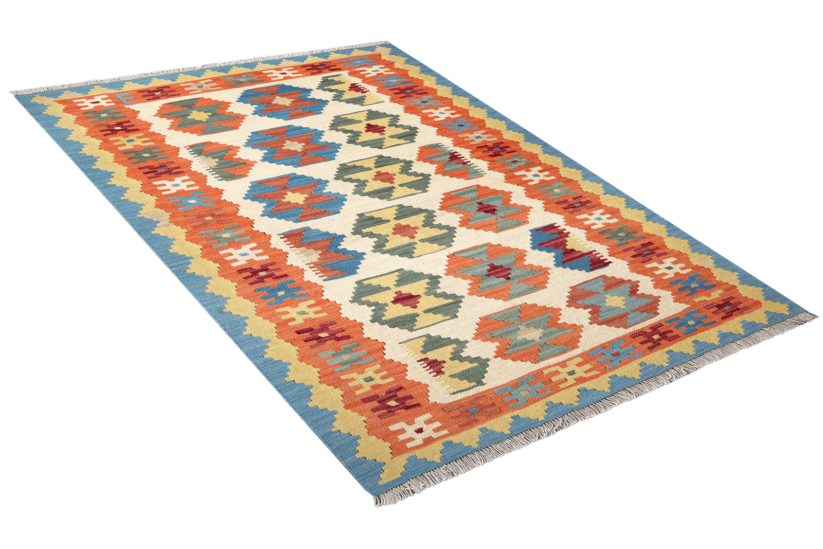 Kelim Gashgai — Handmade, 122x174 cm, Beige, 100% Virgin Wool | View 4