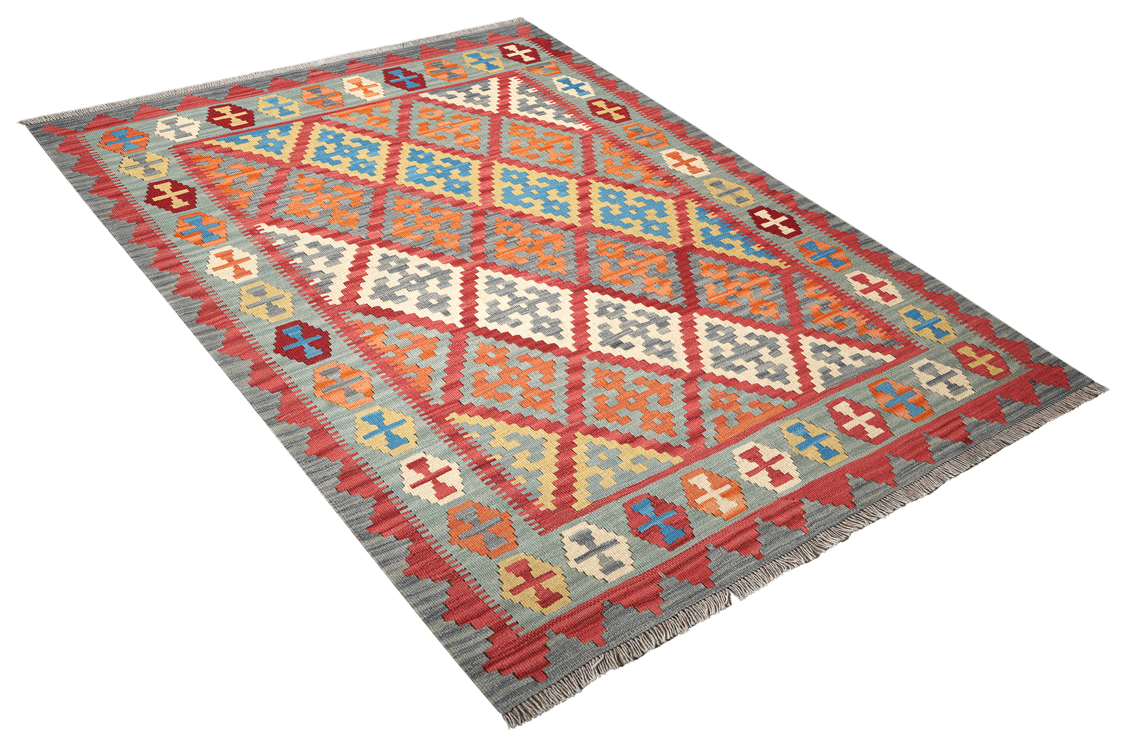 Kelim Gashgai — Handmade, 153x201 cm, Red, 100% Virgin Wool | View 4