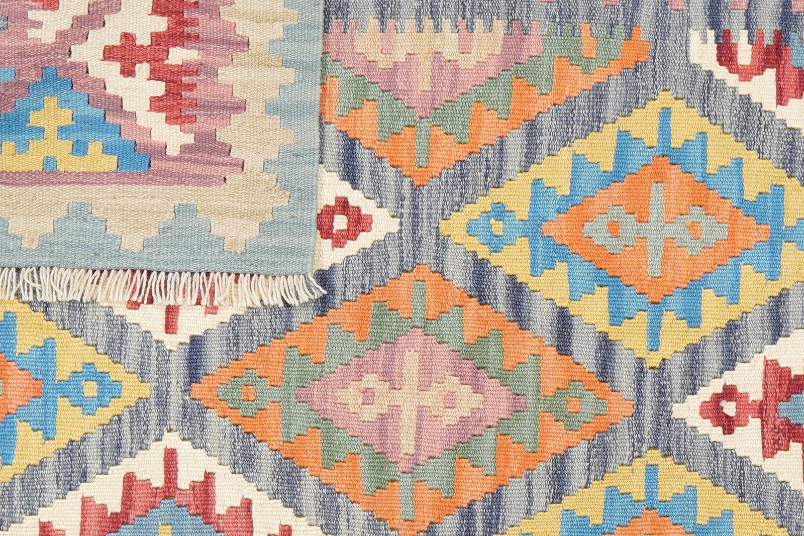 Kelim Gashgai — Handmade, 126x180 cm, Blue, 100% Virgin Wool | View 6