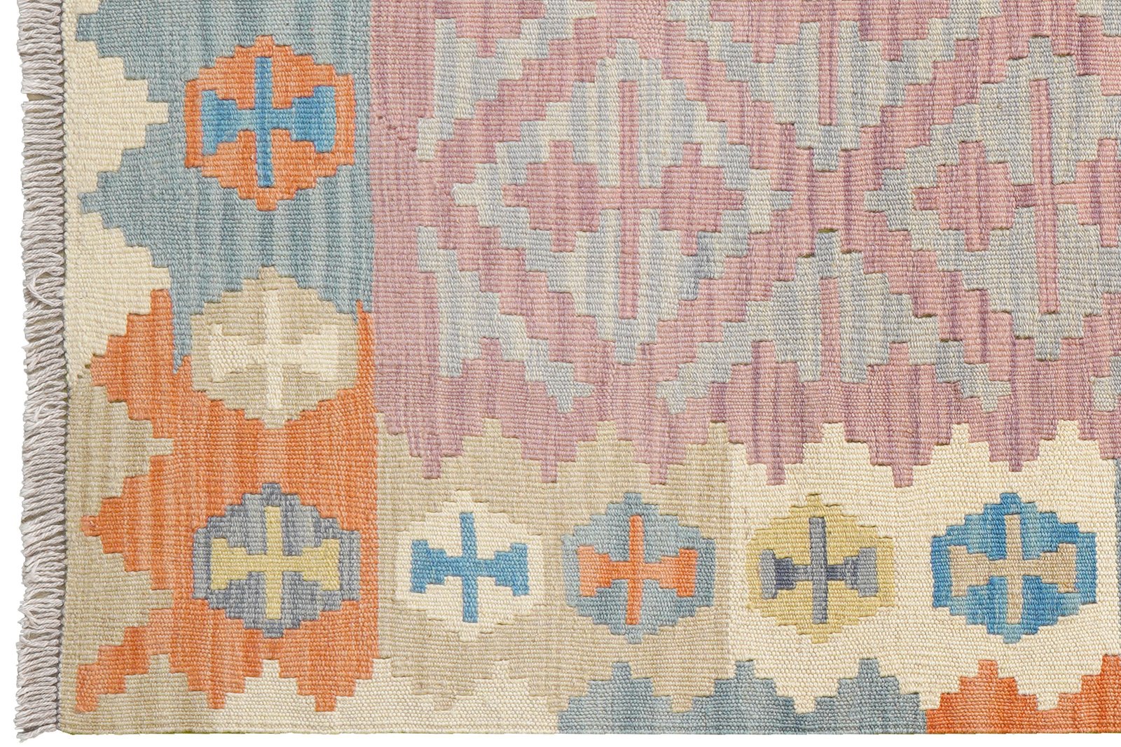 Kelim Gashgai — Handmade, 104x140 cm, Grey, 100% Virgin Wool | View 3