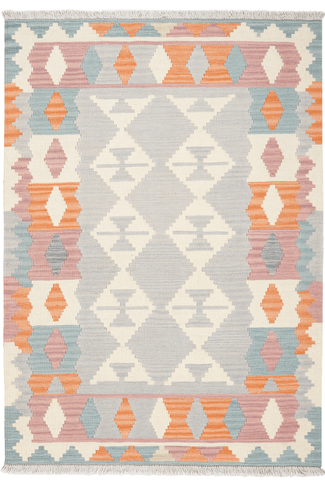 Kelim Gashgai — Handmade, 106x153 cm, Grey, 100% Virgin Wool | Main view