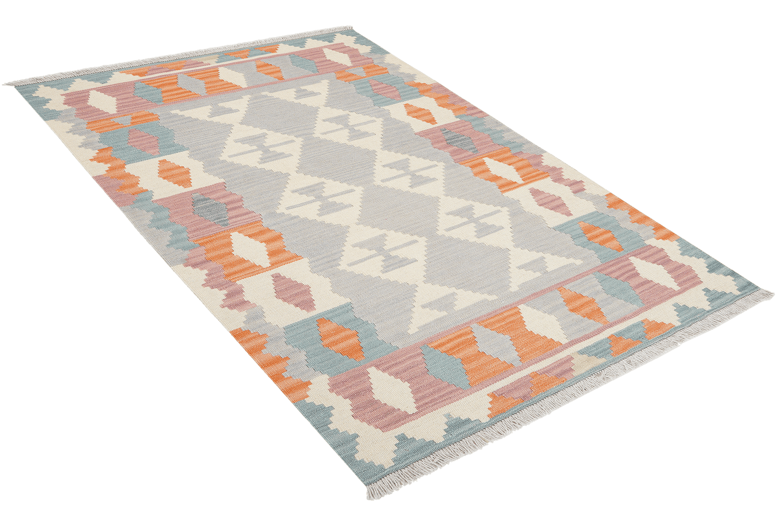 Kelim Gashgai — Handmade, 106x153 cm, Grey, 100% Virgin Wool | View 4