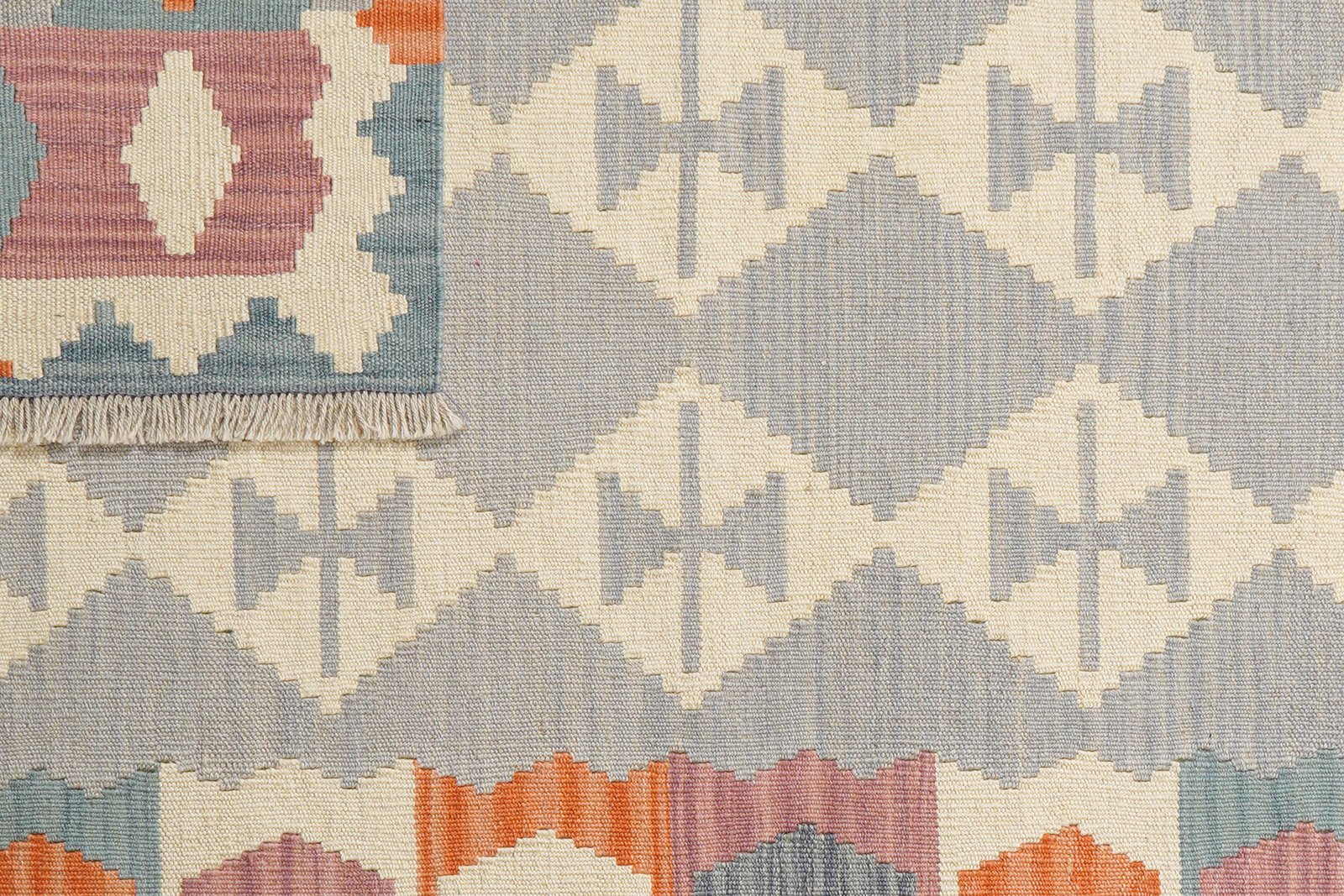 Kelim Gashgai — Handmade, 106x153 cm, Grey, 100% Virgin Wool | View 6